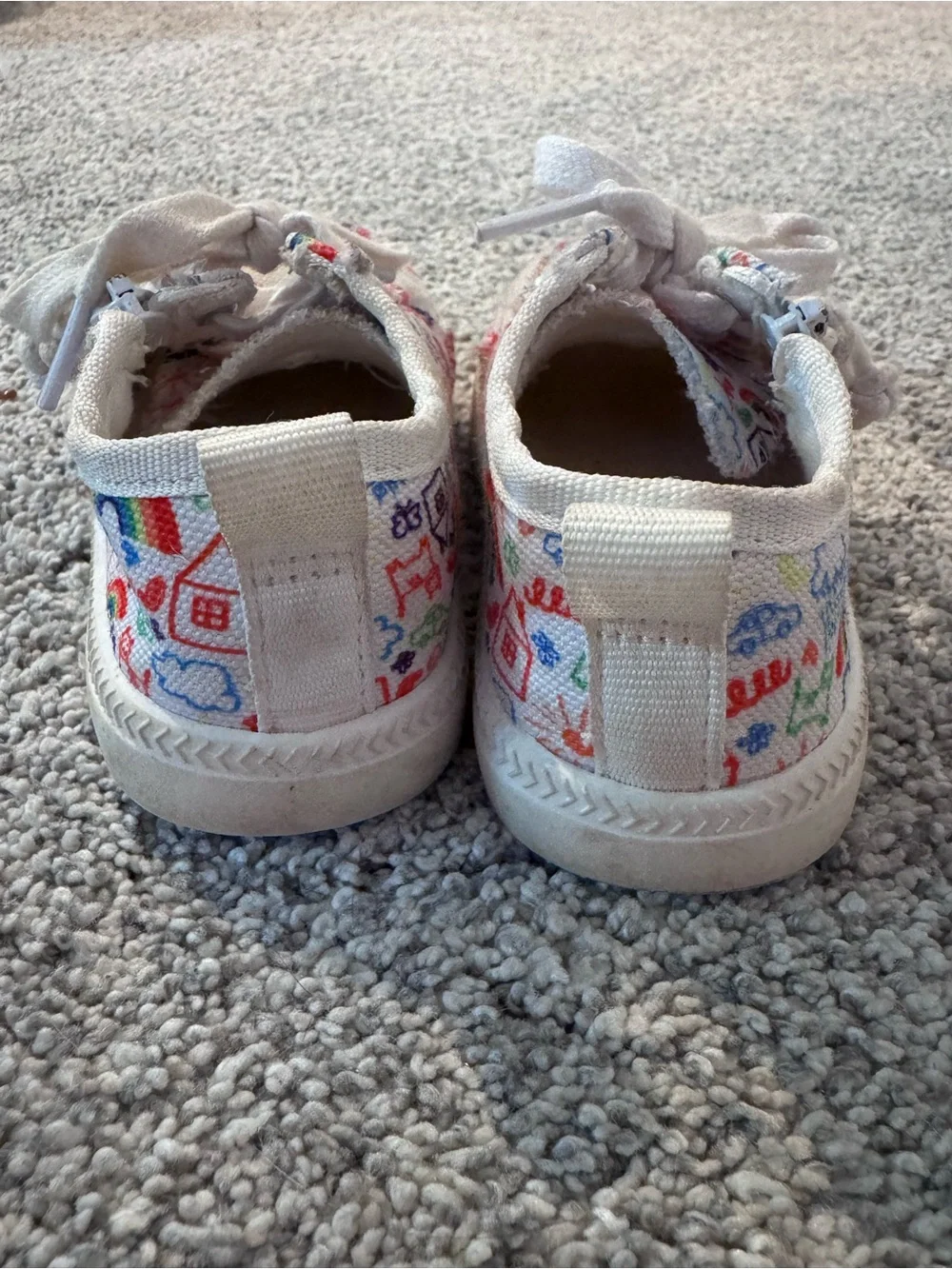 Toddler White Canvas Sneakers with Colorful Print
